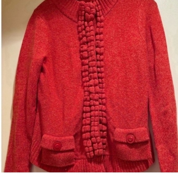 Anthropologie Moth Red Sweater Power RedM/M Beautiful Detailed Style Quality